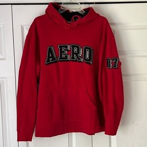 Aeropostale 87 Vintage Heavy Red Sweatshirt Hoodie Y2K Size Medium Mens Unisex